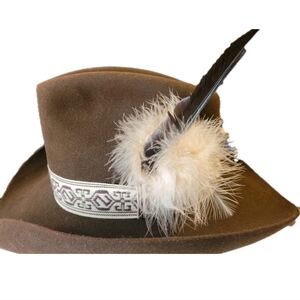 Vintage Stetson Beaver XXX Chocolate Western Hat with Feather Accent In Box